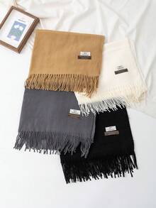 1pc Plaid Scarf, Winter Warm Neck Protection, Thick Anti-Pilling Wool Knit Tassel Shawl, Winter Scarf - Multicolor - View 6