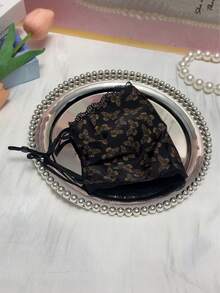 1pc Women's Black Lace Butterfly Face Mask, Breathable Decorative Mask For Daily Wear - Multicolor - View 4