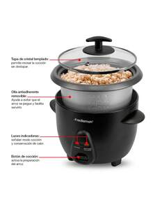 Redlemon Small 0.6L Non-Stick Electric Rice Cooker For 6 Cups Of Cooked Rice - 黑色 - 查看 5