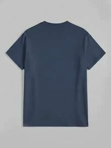 Women's Fall Amalfi Italy Lemon Graphic Tee, "AMALFI ITALY Social Club" Print, 180g Soft Slightly Stretch Cotton Round Neck Short Sleeve Casual Top - 藏青色 - 查看 3