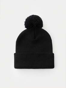 1pc Spring Autumn Winter Unisex Baby Knit Hat, Cute Pom Pom Design, Classic Solid Color, Simple Fashion Versatile, Comfortable Breathable Soft Woolen Hat, Outdoor Warm Baby Hat - Multicolor - View 12