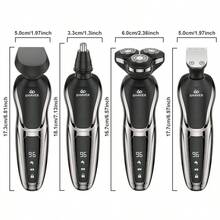 Men's Electric Shaver Multi-Function Grooming Kit, Can Shave, Cut Hair, Trim Sideburns, Trim Nose Hair, USB Rechargeable, Digital Display, Perfect Gift For Men On Holidays, Battery Capacity 600mAh - A - View 4