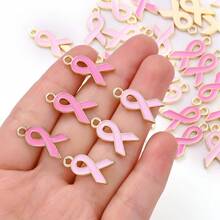 20pcs Female Pink Hope Ribbon Enamel Pendant Women Breast Cancer Awareness DIY Pendants For Jewelry Making Fashion Accessories - Ribbon - View 7