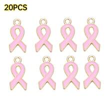 20pcs Female Pink Hope Ribbon Enamel Pendant Women Breast Cancer Awareness DIY Pendants For Jewelry Making Fashion Accessories - Ribbon - View 10