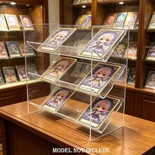 3 Tier Transparent Acrylic Trading Card Display Stand, Slanted TCG Collectible Card Storage Rack, Clear Game Card Holder Organizer For Standard Size Collecting Cards - Clear - View 3