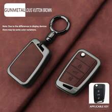 Zinc Alloy Car Key Protective Case With Ring, Compatible With Leon/Ibiza/Ateca/Arona/Toledo/Altea/Exeo/Mii/Golf/Tiguan/Passat/Jetta/Polo/Touran/Beetle/Caddy, Double-Sided Protective Cover, Provides Comprehensive Protection For Key Fobs, Perfect Car Accessory For Car Owners - Round Button - View 11