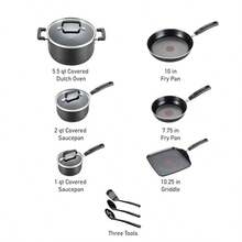 T-Fal Signature Nonstick Pots And Pans Set 12 Piece, Oven Broiler  350F, Kitchen Cookware Set W/Fry Pans, Saucepans, Saute Pan, Dutch Oven, Griddle, Kitchen, Home, Dishwasher , Black - View 2