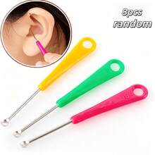 8pcs Metal Ear Wax Removal Tool Set, Metal Tweezers For Ear Wax, Ear Scraper And Cleaner, Ear Spoon Tool Set, Facial Beauty Accessories, Ear Spoon (Random Color) - A - View 1