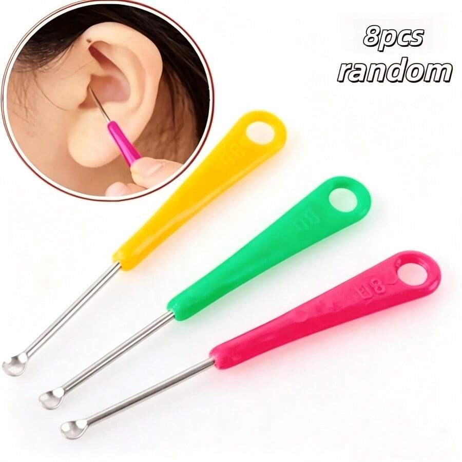 8pcs Metal Ear Wax Removal Tool Set, Metal Tweezers For Ear Wax, Ear Scraper And Cleaner, Ear Spoon Tool Set, Facial Beauty Accessories, Ear Spoon (Random Color) - A - View 1