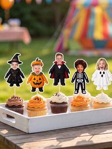 Customize Your Own Photo Halloween Cake Decorations With Customizable Face Designs. These Halloween Costume Decorations Are Perfect For Halloween Parties, Halloween Decorations, Halloween Birthday Parties, And Holiday Party Dessert Supplies. - Multicolor 1 - View 7