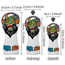 1Pc Monster Character Embroidery Golf Wood Head Cover, Graffiti Letter Golf Driver Fairway Hybrid Club Headcover, Golf Protective Accessory - Multicolor - View 11