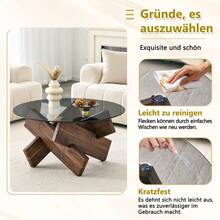 Living Room Table Sets - Walnut + MDF+Glass - View 8