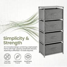 Clothes & Accessories Storage Tower – Drawer Chest For Bedroom & Wardrobe Organisation - Grey 4-tier - View 5