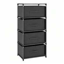 Clothes & Accessories Storage Tower – Drawer Chest For Bedroom & Wardrobe Organisation - Black 4-tier - View 3