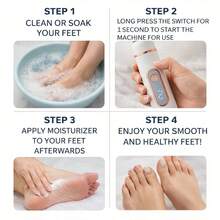 Electric Foot File Automatic Callus Remover Portable Foot Care Exfoliator Nail Tool Dual Roller Head Foot Polisher Foot Care Tool Travel Set Suitable For Dry Cracked Heels, Toenail And Foot Cleaning - Multicolor - View 9