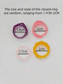 1/5/10/20/30pcs/Set Colorful Bohemian Style Round Square Geometric Resin Faux Jade Ring Set Suitable For Men And Women Holiday Party Beach Vacation Daily Wear Exquisite Holiday Gift Birthday (Random Color And Style) - Multicolor - View 7