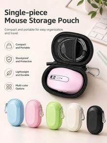 1pc Mouse Storage Bag, Multifunctional Data Cable Organizer, Digital Accessories Storage Pouch, Shockproof Power Bank Plug & Mouse Protective Case, Wireless Mouse Storage Protective Sleeve, Portable Storage Bag - Multicolor - View 2