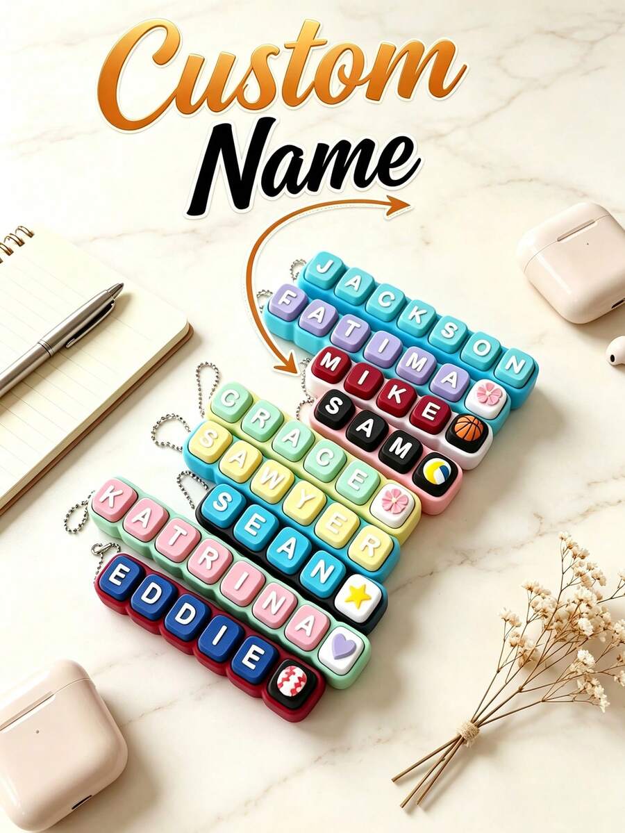 Ultimate Personalized Name Fidget Clicker. 3D Printed, CLICKER Keychain, Party Favor, Clicky Sensory ASMR Gift - Multicolor - View 1