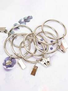 [Curtain Clip Rings] 10pcs Curtain Rings With Clips, Curtain Hooks Shower Curtain Rings, Inner Diameter Curtain Clip Rings With Clips Silver, Curtain Fixing Accessories - Silver - View 4