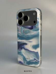 GIIPPA 1件 藍紫色漸層液態大理石流體圖案設計手機殼，適用於 Phone 17 Pro Max，相容於 Phone 16 Pro Max、15 Pro Max、14 Pro Max，韓系高端時尚趣味手機殼，相容於 11/12/13/14/15/16 Pro Max Plus，優雅設計適合男女使用，聖誕節、情人節、復活節、婚禮季與生日送給女友的完美禮物！ - 彩色 - 查看 3