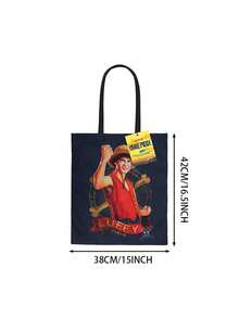 1pc Toei Animation Canvas Tote Bag, Cartoon Character Handbag, Reusable Shopping Bag, Travel/School Backpack, Fan Gift - 1 Pc - View 6