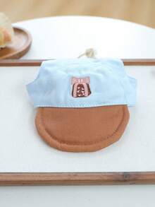 1件裝寵物配件 小狗幼犬貓用 可愛輕量透氣戶外防曬刺繡遮陽帽 - 彩色 - 查看 2