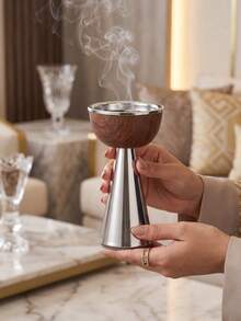 Luxury Metal Incense Burner Arabic Style, Dual-Use As Aromatherapy Diffuser And Incense Burner, Creates Elegant Atmosphere For Home And Home Decor, Suitable As Birthday Or Wedding Gift, Saudi National Day/Fragrance Corner - Wood Grain Style - View 16