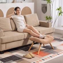 Moderner Fußhocker mit Fleece-Bezug und Holzbeinen - Braun - Übersicht 6