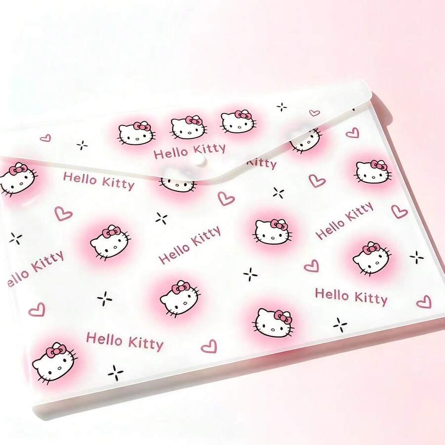 SANRIO 2pcs/4pcs/6pcs Tas Dokumen Kancing Jepret Tahan Air, Motif Kartun Hati Merah Muda, Map Penyimpanan Klasifikasi Kertas Ujian Siswa, Organizer Kwitansi Kantor Portabel, Organizer Alat Tulis Meja Kapasitas Besar untuk Anak Perempuan - A - View 1