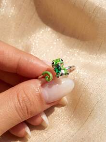 1件心形變色龍開口戒指，精緻女款珠寶，適合舞會/派對、生日/約會、日常配戴或送禮 - 綠色愛心蜥蜴戒指 - 查看 2