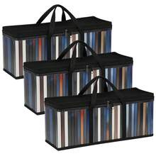3-Pack DVD CD Storage Boxes – Holds 99 Discs, Portable Carrying Case With Handles, 58x22x13cm For Home & Travel - View 2