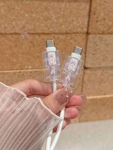 3入粉色蝴蝶結英國標準18W充電器保護殼，適用學生、通勤、居家、短途旅行，全方位覆蓋使用場景，相容Apple英國標準18W/20W快充，送給好友的夢幻數位禮物 - 粉緞心事 - 查看 5