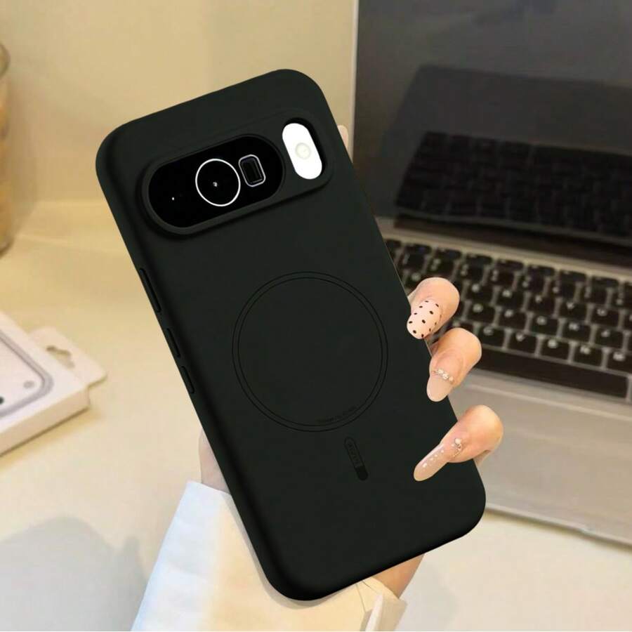 磁吸式液态硅胶手机壳,兼容 Pixel 6、6a、6 Pro、7、7a、7 Pro、8、8a、8 Pro、9、9a、9 Pro、10、10a、10 Pro、10 Pro XL - 黑色 - 查看 1