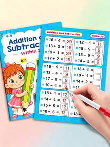 1pc Addition & Subtraction Within 20 Children's Math Workbook, Kindergarten Fun Arithmetic Problems, Home Classroom Travel Early Education Enlightenment Practice Book, Suitable For Preschool And Kindergarten Stage, Includes Math Activity Manual, Educational Learning Worksheets, Aimed At Cultivating Early Math Skills, Suitable For Home Teaching And Classroom Use - Multicolor - View 5