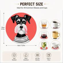6pcs Painted Pattern Round Coasters, Non-Slip Rubber Bottom Coffee Cup Coasters, Beverage Cup Coasters, Suitable For Home, Office, Bar, Kitchen, Holiday Tabletop Decoration Party - Multicolor - View 5