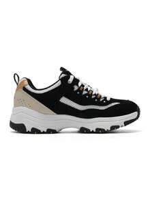 Skechers Women's D'LITES Series Fashion Lace-Up Sports Casual Shoes, 2026 Autumn New Colorblock Thick Sole Chunky Sneakers 8730066-BKGD - Black/Gold - View 8