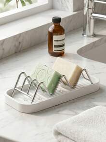 Wavy Soap Dish Drain Rack, Bathroom Soap Holder Drain Rack, Stainless Steel Kitchen Drain Rack, Countertop Sponge And Cleaning Cloth Drain Rack (Beside Sink), Quick Drainage, Keeps Countertop Dry, Securely Holds Sponges And Steel Wool - Multicolor - View 10