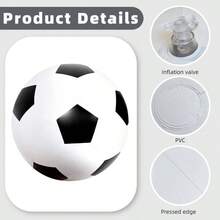 Before Inflation: 39.3 Inches Large Inflatable Soccer Ball Giant Blow Up Beach Football For Swimming Pool Beach Backyard Party Games - Black and White - View 6