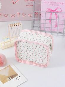 1 Buah Kantong Penyimpanan Mini Motif Bunga Berbentuk Hati, Tas Kosmetik & Pembalut Portabel. Cocok untuk Kosmetik, Hadiah Luar Biasa untuk Perjalanan & Kembali ke Sekolah. - MultiWarna - View 13