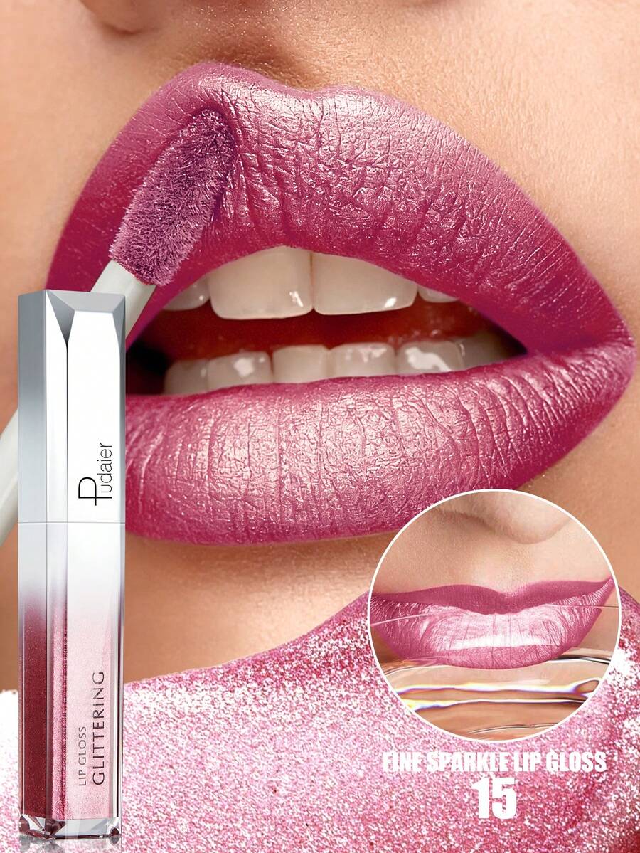 Pudaier Valentines Day Gift Metallic Matte Waterproof Non-Smudge Lip Gloss Suitable For All Skin Tones - 15 - View 1