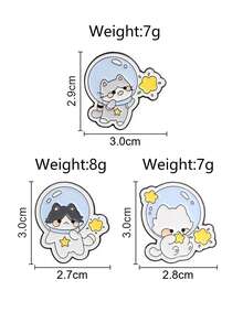3pcs Cute Astronaut Cat Badge, Cartoon Space Cat And Star Enamel Pin, Fashion Accessory For Clothes And Backpacks, Gift For Cat And Astronaut Lovers - Multicolor - View 3