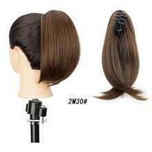 Short Layered Flip Ends Claw Clip Ponytail Hair Extension, Straight Synthetic Fake Ponytail Wig, Easy Wear Hair Accessory For Office Daily Styling - Multicolor - View 6