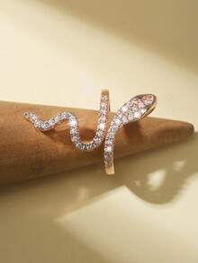 Nooxian 1pc Snake-Shaped Ring For Women, Minimalist Unique Design Personalized Open Ring For Index Finger - Rose Gold - View 4