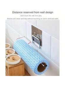 2 Sets (2 Brackets, 2 Adhesive Hooks) Easy-To-Install Stainless Steel Towel Racks - Self-Adhesive Wall-Mounted Paper Towel Holders, Kitchen Paper Roll Racks, Bathroom Toilet Paper Storage Racks, Towel Racks, Suitable For Kitchen And Bathroom Storage - A - View 4