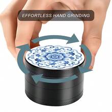 Premium Zinc Alloy Grinder - 50mm, Creative Blue And White Porcelain Pattern Design, Perfect Christmas Gift - View 3