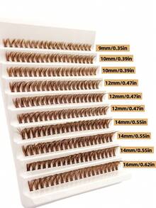 200pcs Brown 50D D Curl Cluster False Eyelashes, Fluffy Natural Soft Lightweight, Suitable For Holiday Party Travel Vacation Makeup, Cluster Lash Extensions - D - View 4