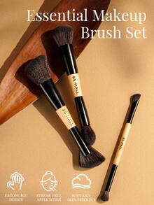 BS-MALL 3pcs Multi-Function Dual-Ended Makeup Brushes, Novel Makeup Tool Gift For Girlfriend/Women - Black - View 9
