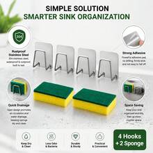 2/4pcs Stainless Steel Kitchen & Bathroom Storage Set - Kitchen Sink Drain Rack, Cutting Board & Pot Lid Organizer, Bathroom Sponge Hook Rack, Cleaning Supplies Storage Rack With Hooks, Wall-Mounted Scale Holder, No-Drill Wall-Mount Design, Damage-Free Adhesive Installation, Durable Stainless Steel Material, Space-Saving Organizer, Suitable For Bathroom And Home Gym, Stylish Design, Sturdy Structure - Multicolor - View 6