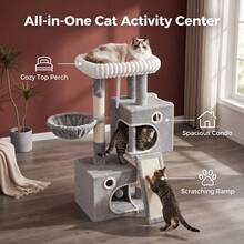 HaluPeit Three Color 100.5cm Cat Climbing Frame, Integrated Cat Scratch Column Cave Amusement Tower, Suitable For Indoor Use - Light Grey - View 3