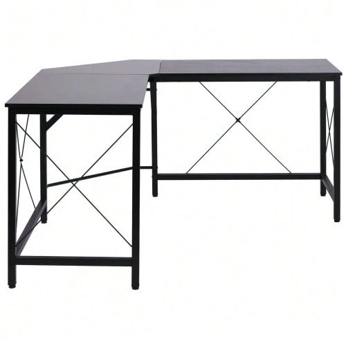 L-Shaped Corner Desk 150x150x76cm MDF Black, Modern Corner Desk For Office & Home Office - 黑色 - 查看 1